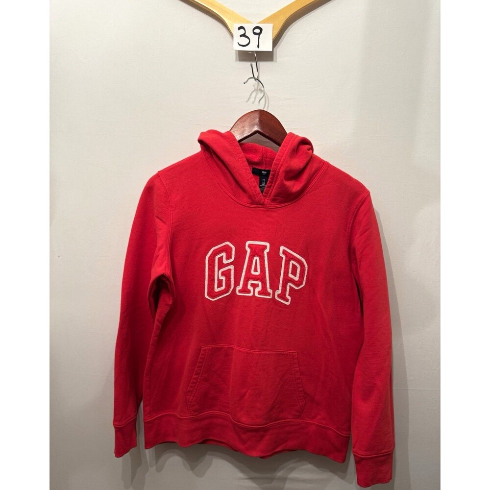 GAP Red Logo Fleece Pullover Hoodie Hooded Pockets Men's Size L